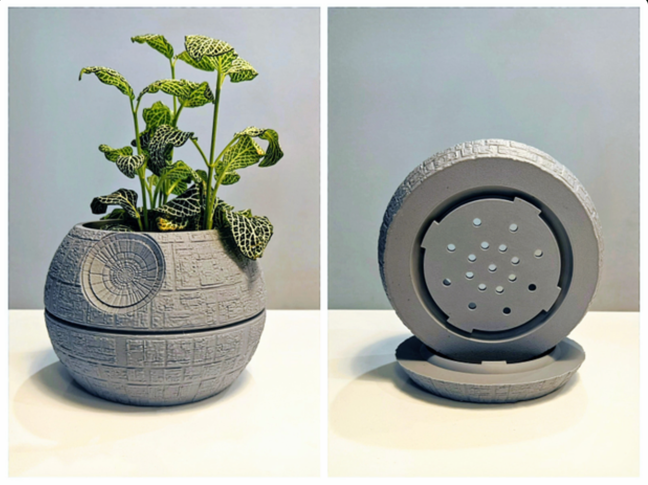 Deathstar Planter with Hidden Drip Tray | Home Decor
