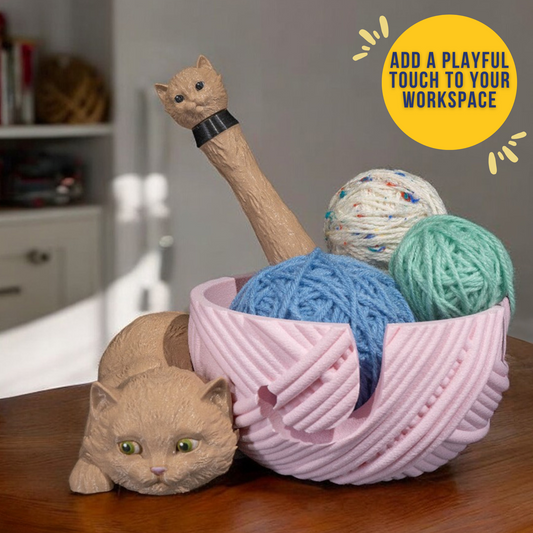 Kit-Cat Yarn Bowl and Hook Case