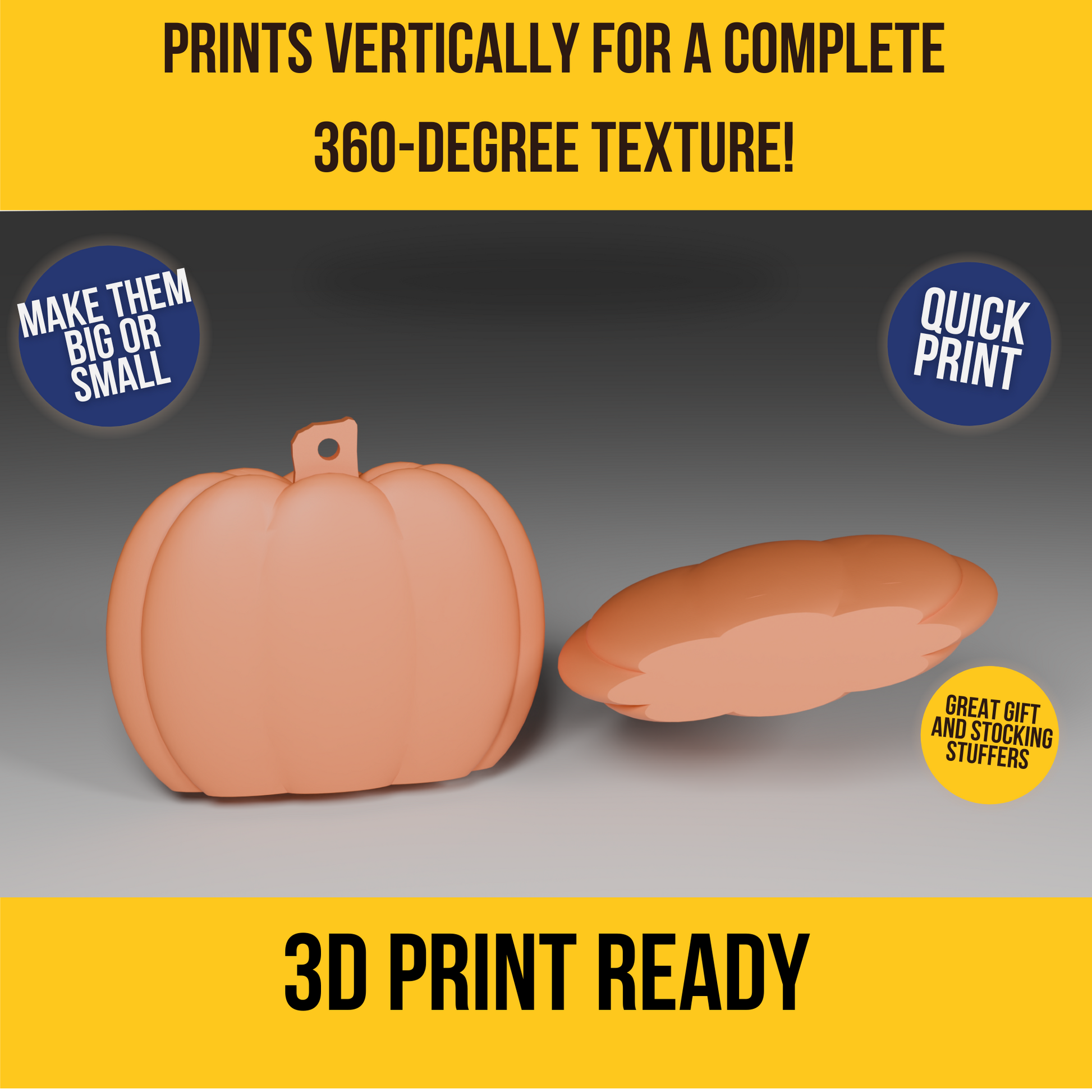 Pumpkin 3D print ready file for earrings