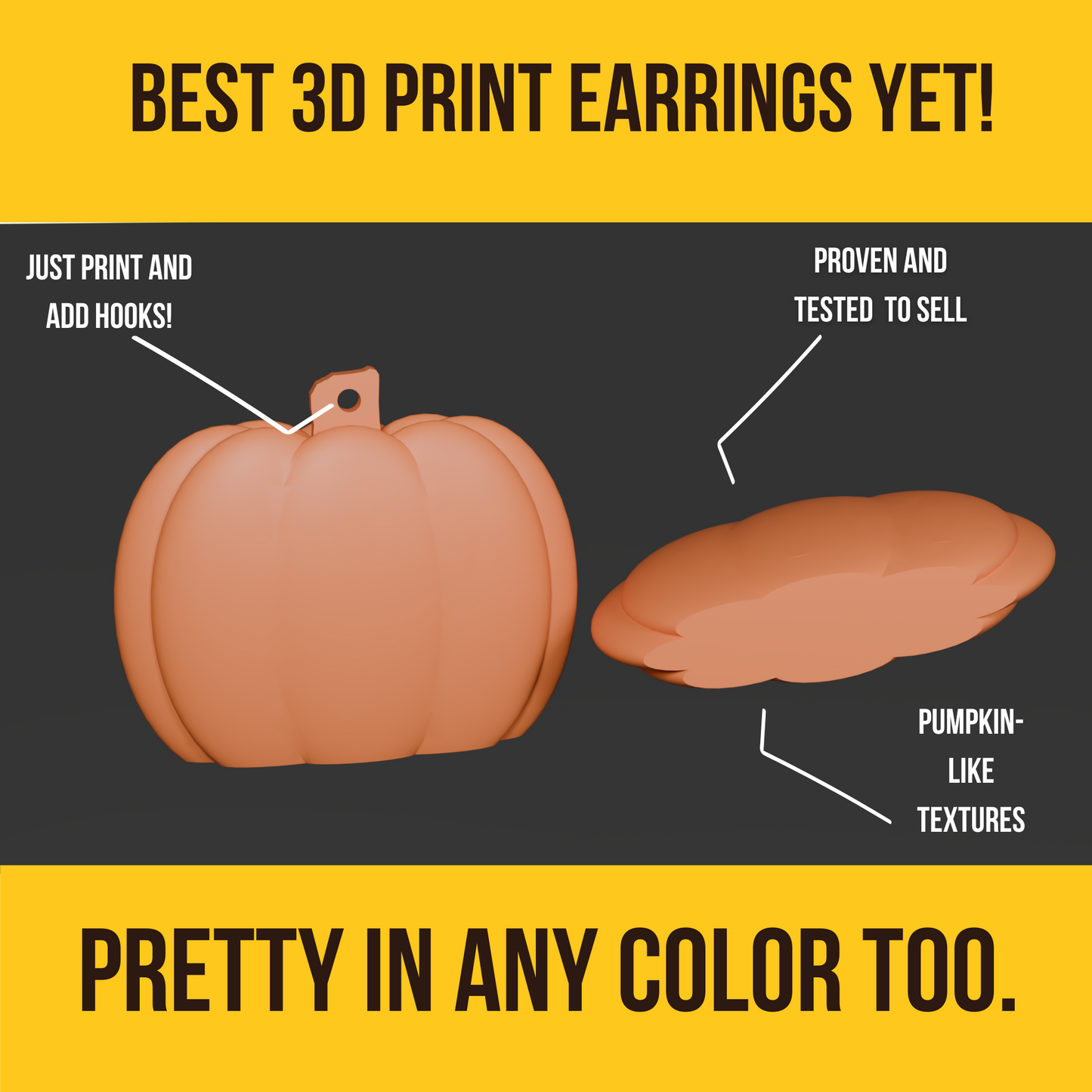 Pumpkin Shaped earrings STL file