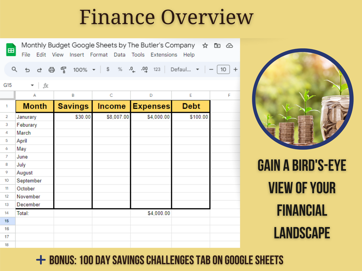 Finance spreadsheet