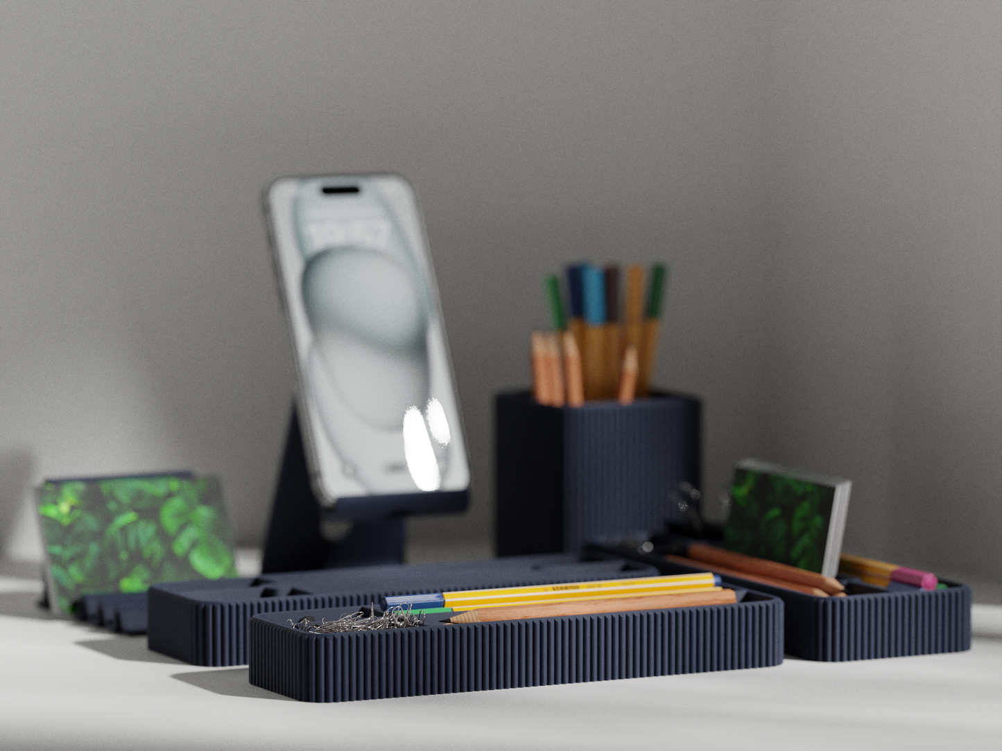 Desk Organizer Set with Ribbed Design