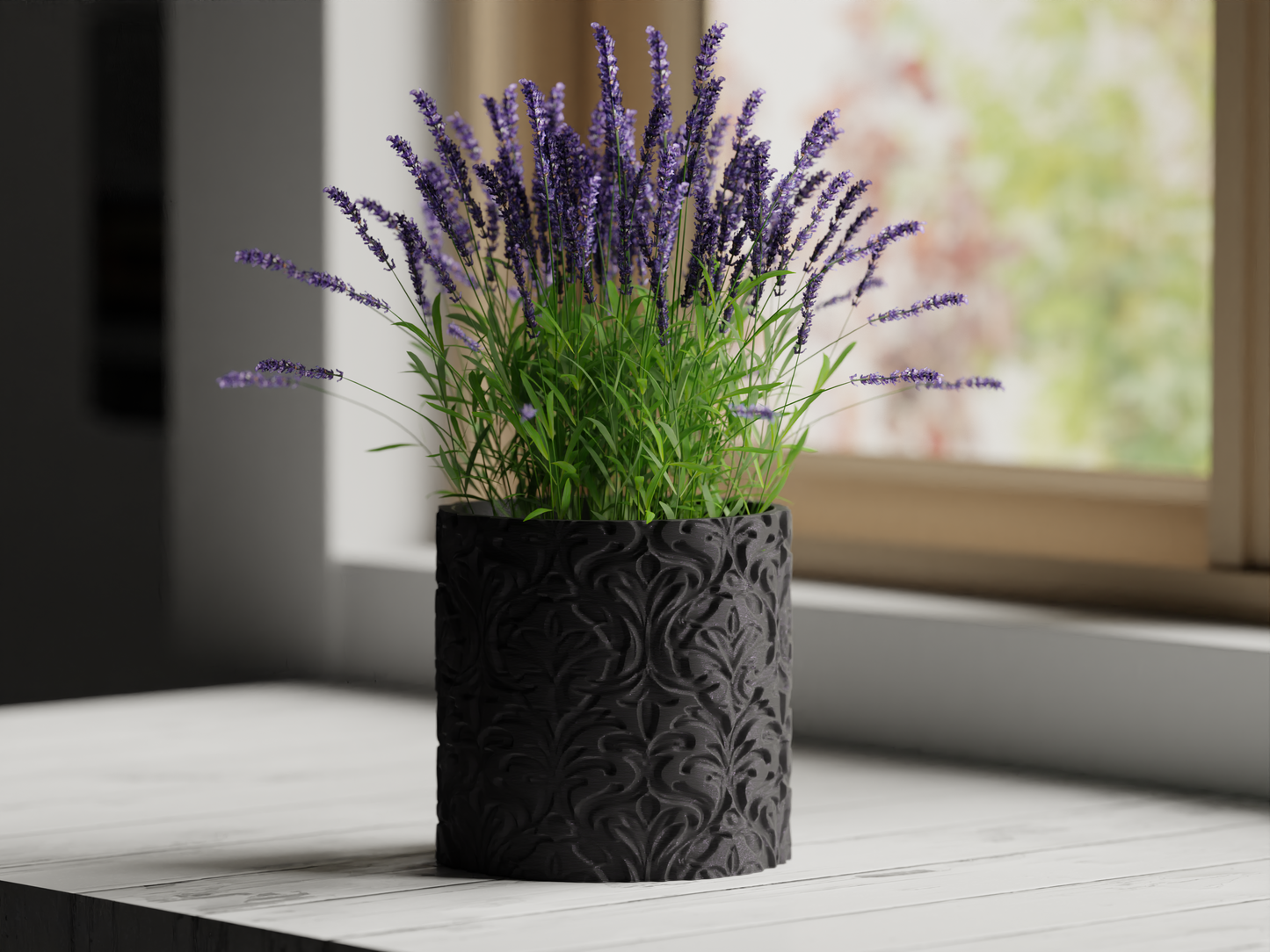 Damask Patterned Plant Vase Pot